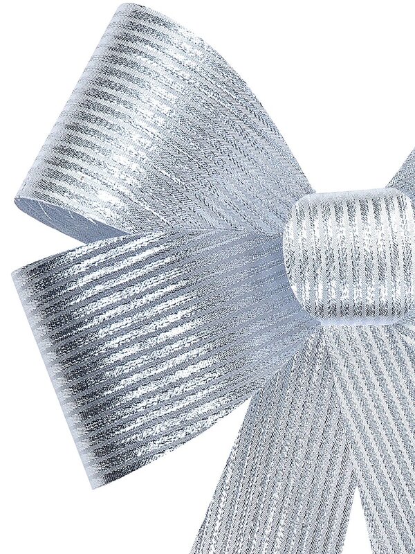 Silver Glitter Stripe Timeless Monumental Bow | 45cm — image 3