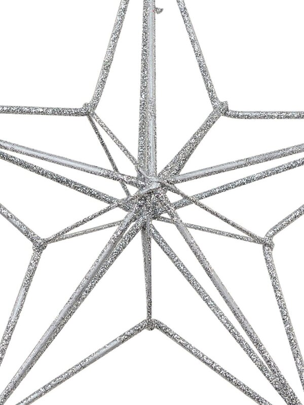 Silver Glittered 3D Wire Framed Star Christmas Tree Hanging Decoration - 16cm — image 2