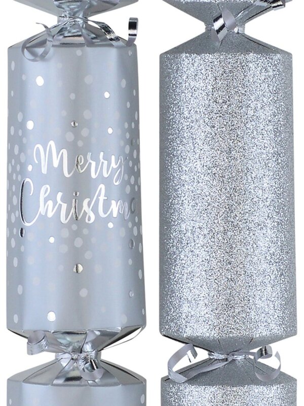 Silver Glittered & Matte With Dots Christmas Cracker Bon Bons - 10 x 36cm — image 2