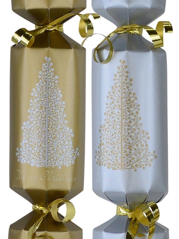 Silver & Gold With Christmas Trees Christmas Cracker Bon Bons - 50 x 26cm — image 2