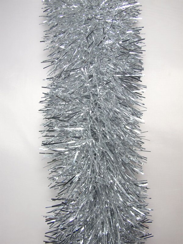 Silver Metallic 8ply Tinsel Garland - 15cm x 5.5m
