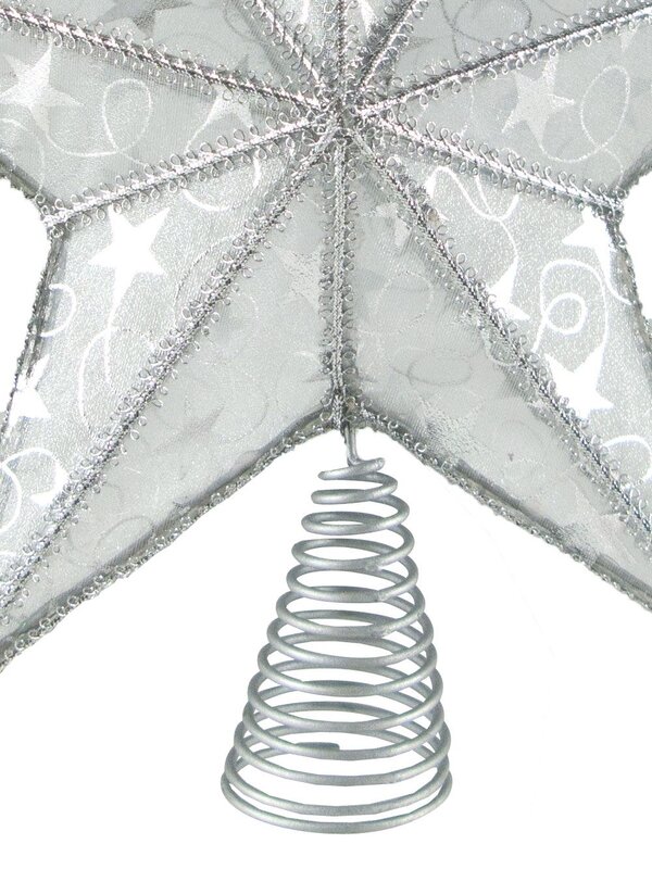 Silver Organza 3D Tree Top Star Decoration - 25cm