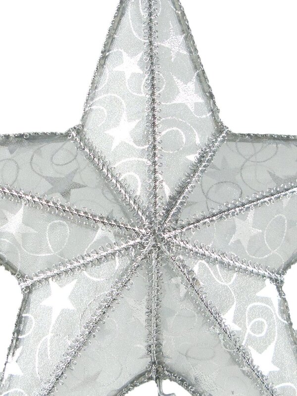 Silver Organza 3D Tree Top Star Decoration - 25cm