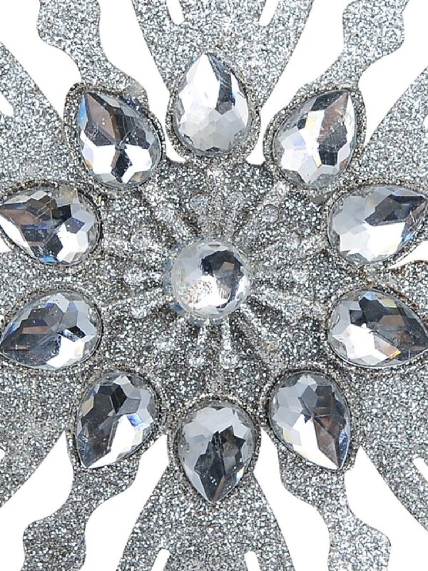 Silver Snowflake With Acrylic Jewels Christmas Tree Hanging Decoration - 13cm — image 3