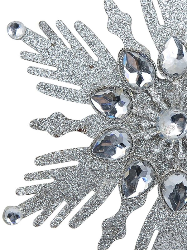 Silver Snowflake With Acrylic Jewels Christmas Tree Hanging Decoration - 13cm — image 2