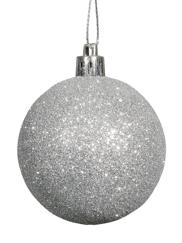 Silver Swirl Pattern & Glittered Baubles - 9 x 60mm
