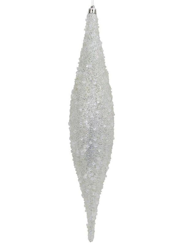 Silver With Frost Look Christmas Oval Finials - 4 x 33cm — image 3
