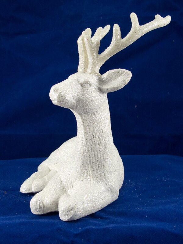 Sitting Glittered Reindeer Ornament - 20cm
