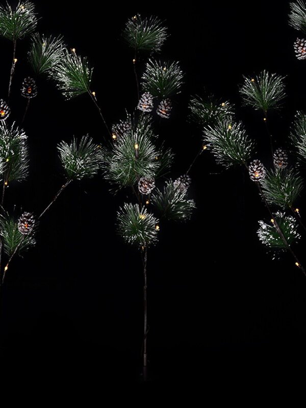 Snow Accented & Warm White LED Pine Branches Stakes - 3 x 93cm  — image 3