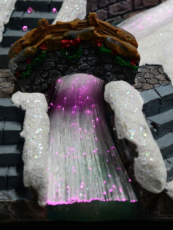 Snow Capped Church Village Scene With Moving Children & Led Lights - 25cm