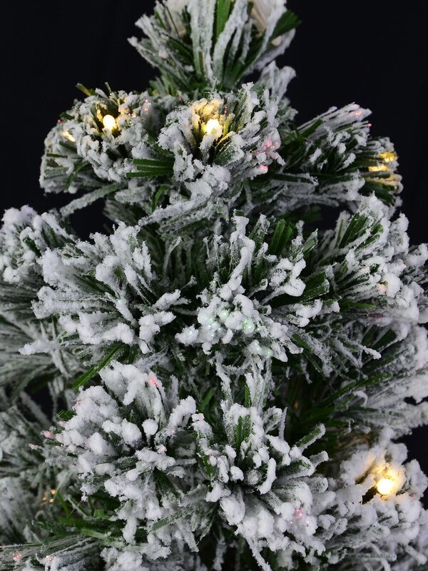 Snow Flocked Warm White LED & Multi Colour Fibre Optic Christmas Tree - 1.8m