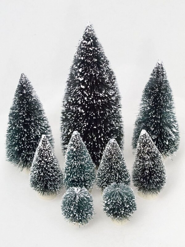 Snow Tipped Green Pine Trees Figurine Set - 9 Pieces — image 2