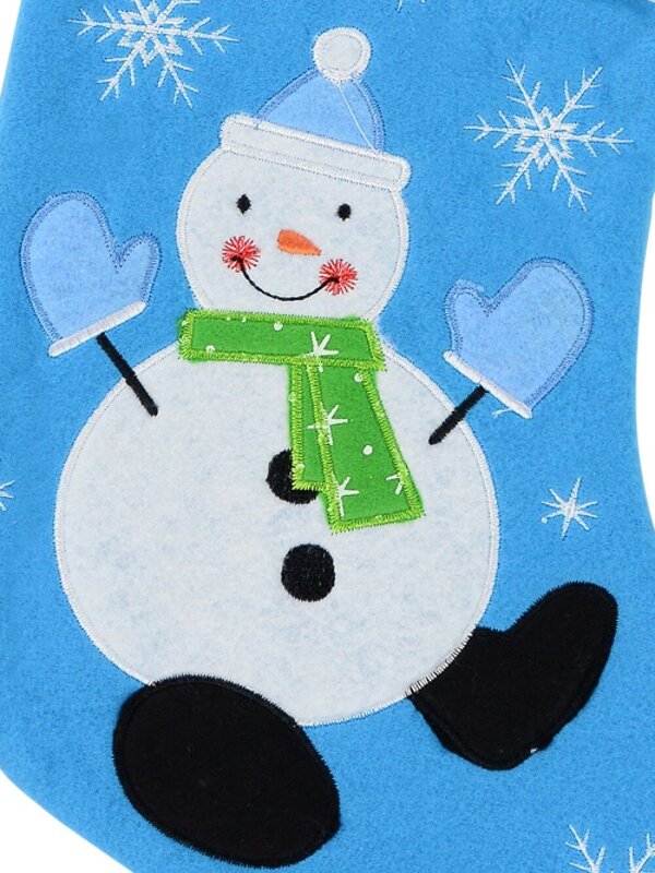 Snowman On Blue Fleece With Merry Christmas Christmas Stocking - 40cm — image 3