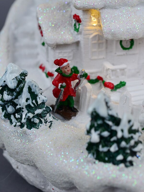 Snowy Mountain Christmas Town Scene With Lights & Moving Figures - 30cm — image 8
