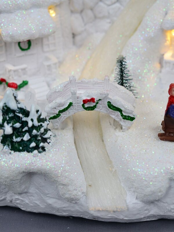 Snowy Mountain Christmas Town Scene With Lights & Moving Figures - 30cm — image 9