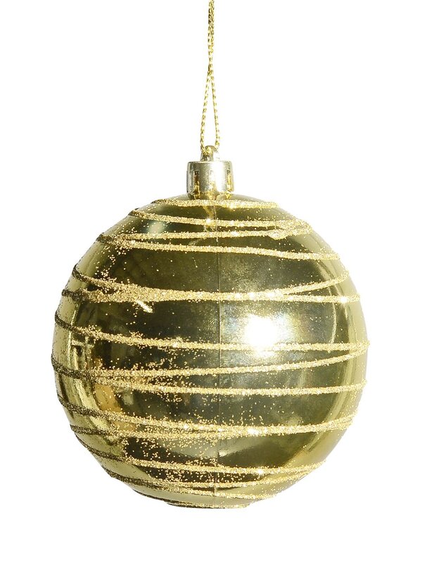 Soft Gold Glitter & Soft Metallic Gold With Gold Glitter Lines Baubles - 4 x 80mm