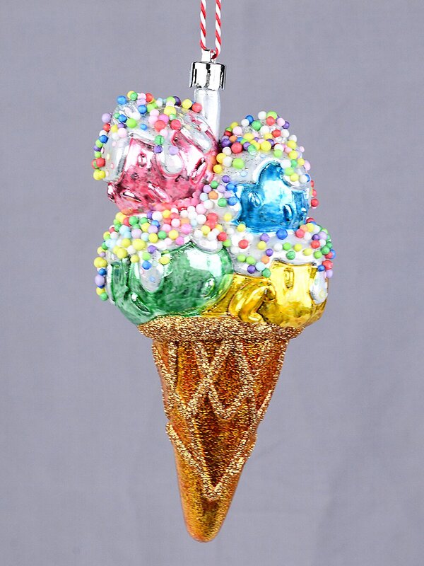 Sprinkled Multi Scoop Ice Cream Cone Whimsical Essential Ornament | 15cm — image 3