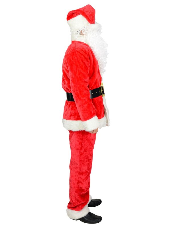 Standard 6 Piece Plush Full Santa Suit - One Size Fits Most