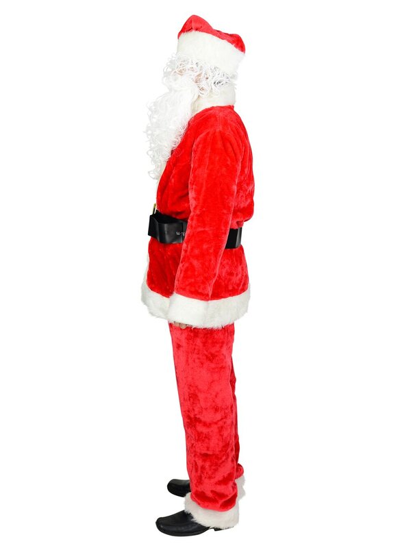 Standard 6 Piece Plush Full Santa Suit - One Size Fits Most