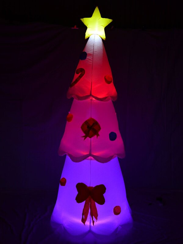 Standing Christmas Tree with Decorations & Multi Coloured Lighting - 2.4m