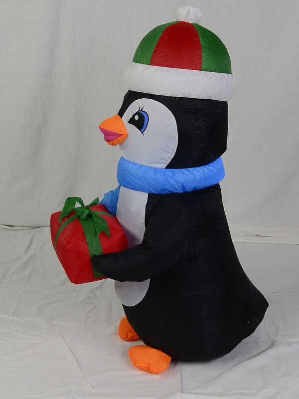 Standing Penguin With Gift Illuminated Inflatable - 1.3m