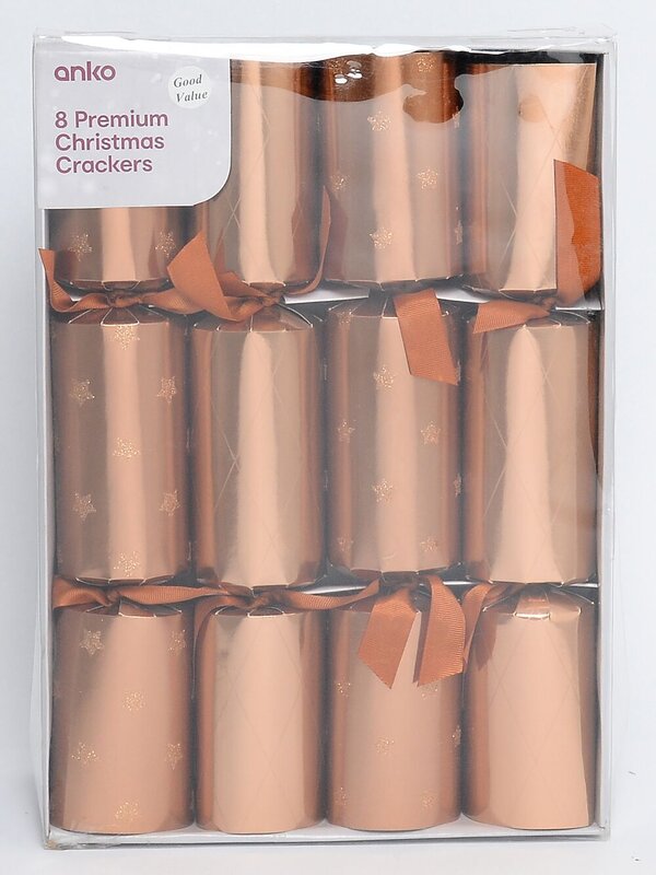 Star & Diamond Pattern Shiny Copper Christmas Cracker Bon Bons - 8 x 36cm — image 2