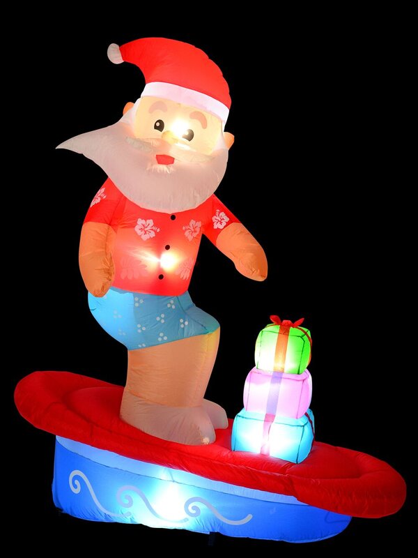 Surfs Up Santa On Surfboard Illuminated Christmas Inflatable Display - 1.8m — image 3