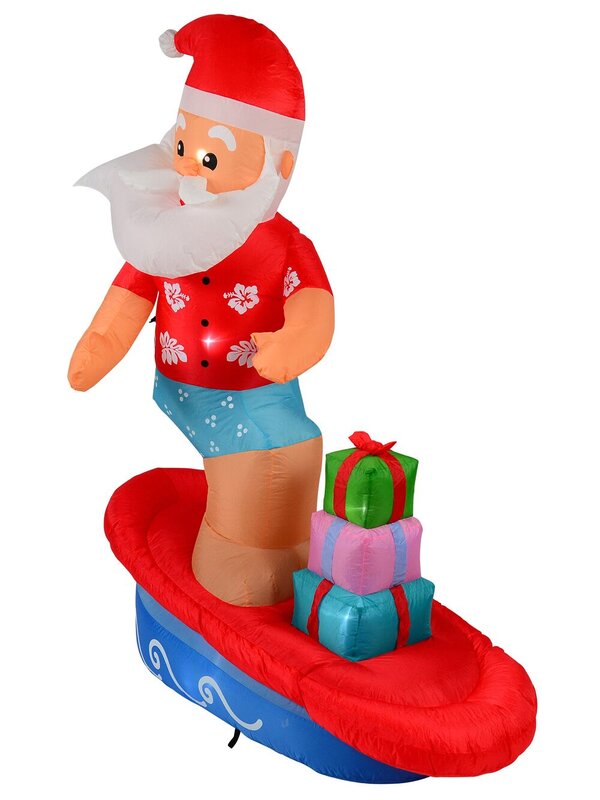 Surfs Up Santa On Surfboard Illuminated Christmas Inflatable Display - 1.8m — image 4