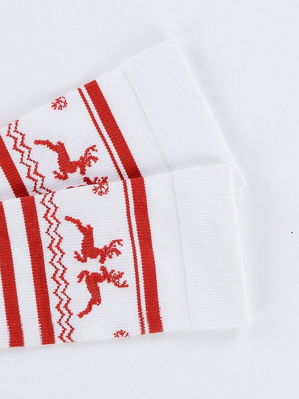 Sweater Theme Red & White Stripe Long Christmas Socks - One Size Fits Most