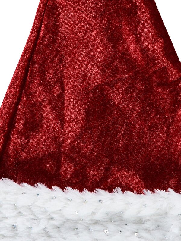 Traditional Red Velvet Santa Hat Iridescent Sequin Trim | One Size Fits Most — image 3
