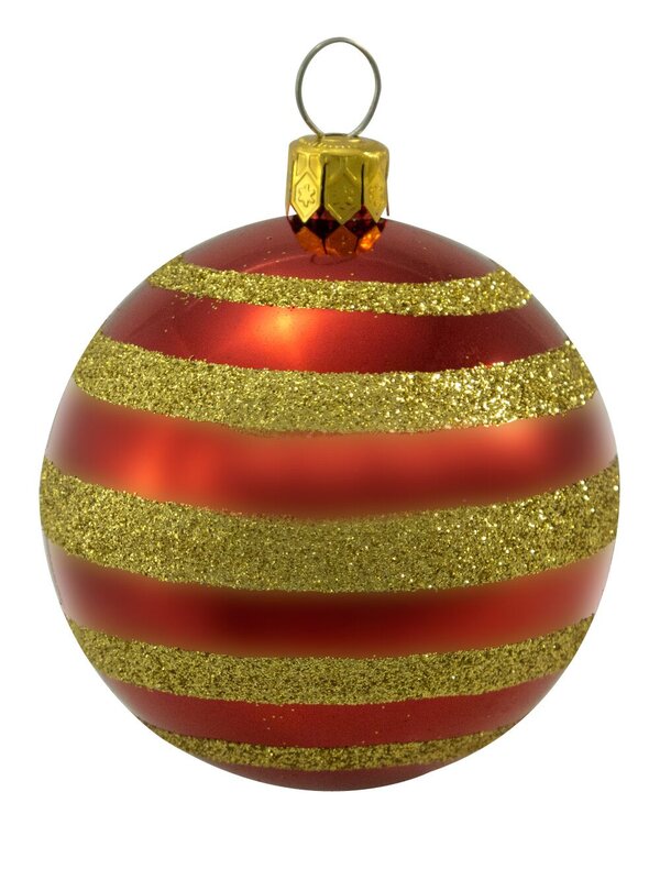 Traditional Red With Gold Glittered Pattern Baubles - 12 x 60mm — image 3