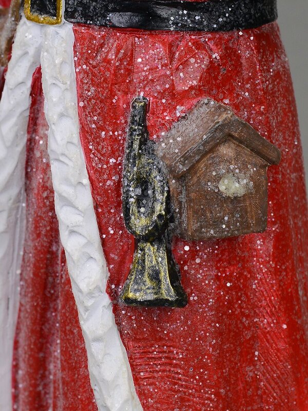 Traditional Santa Christmas Ornament Standing With Bell, Bag & Tree - 30cm — image 4