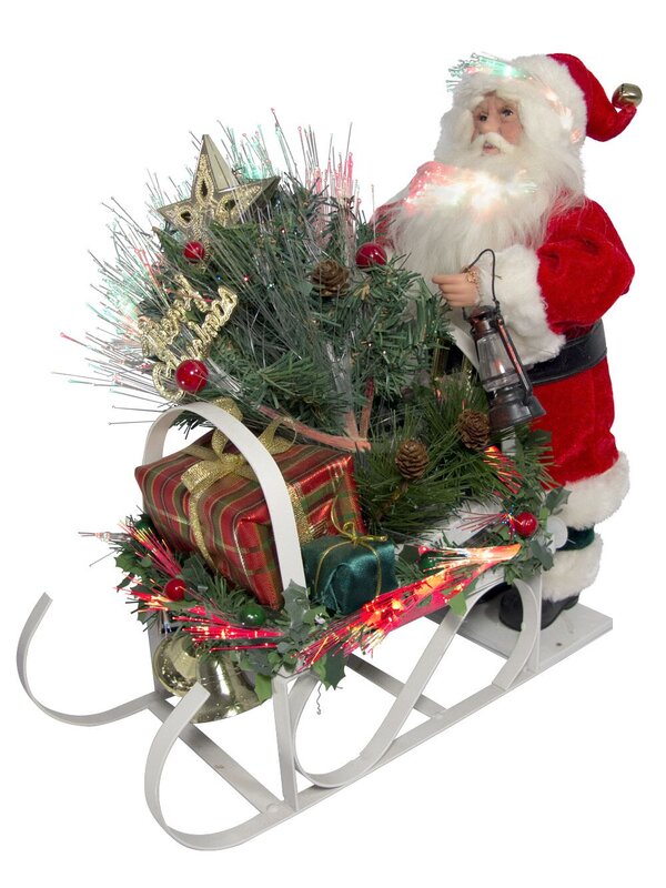 Traditional Santa On Sleigh Fibre Optic Musical Animation - 34cm — image 2