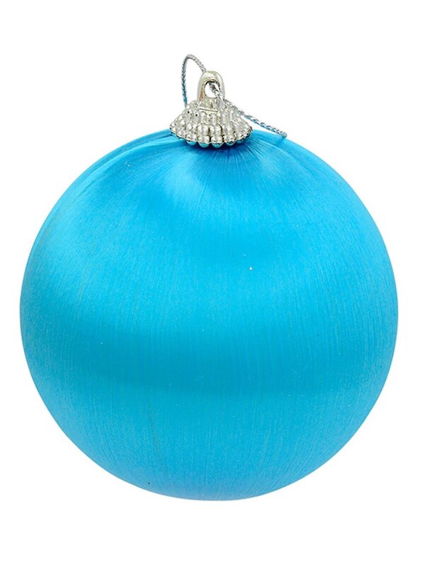 Turquoise Blue Silk Thread Christmas Bauble Decorations - 8 x 75mm — image 2