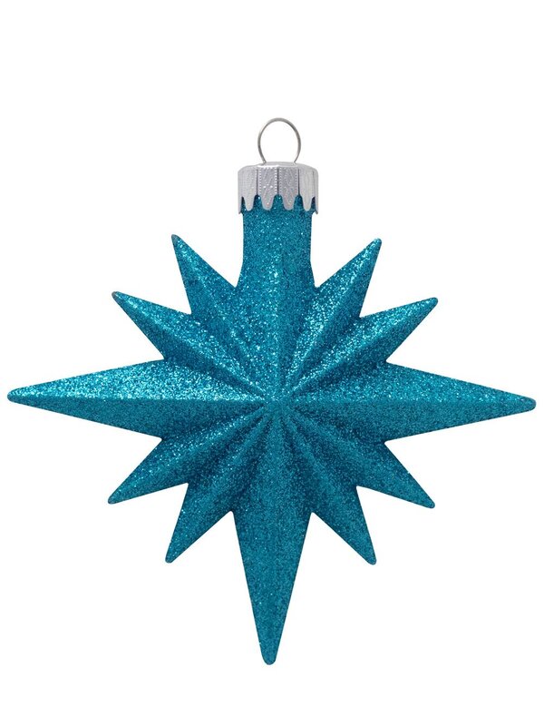 Turquoise, Blue & Silver 12 Point Star Decorations - 4 x 11cm — image 3