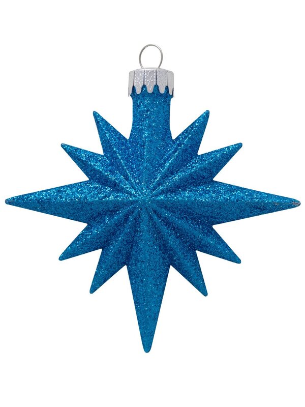 Turquoise, Blue & Silver 12 Point Star Decorations - 4 x 11cm — image 2