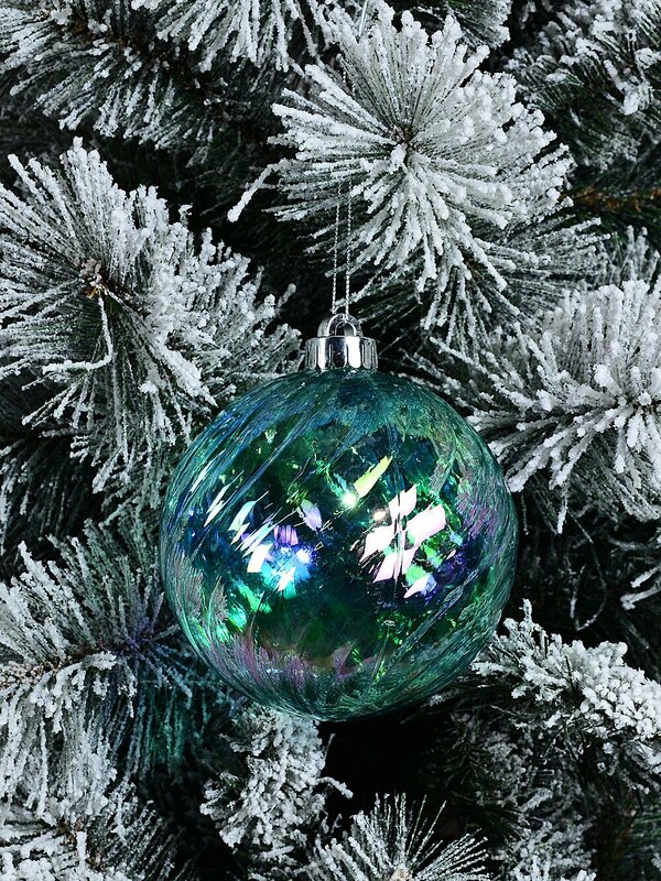 Turquoise Dynamic Signature Iridescent Textured Swirl Bauble | 12cm — image 2