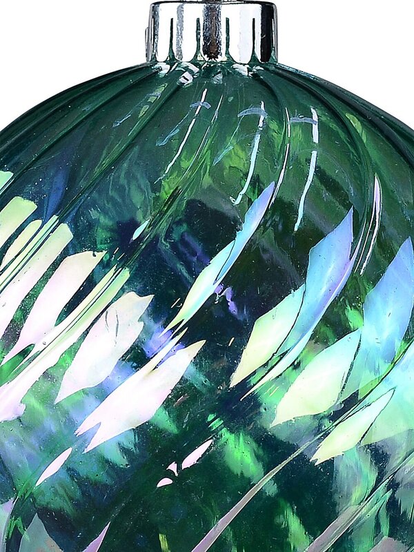 Turquoise Dynamic Signature Iridescent Textured Swirl Bauble | 12cm — image 3