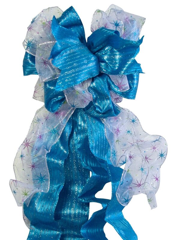 Turquoise, Fuchsia & Lime Ribbon Tree Top Bow - up to 84cm — image 2