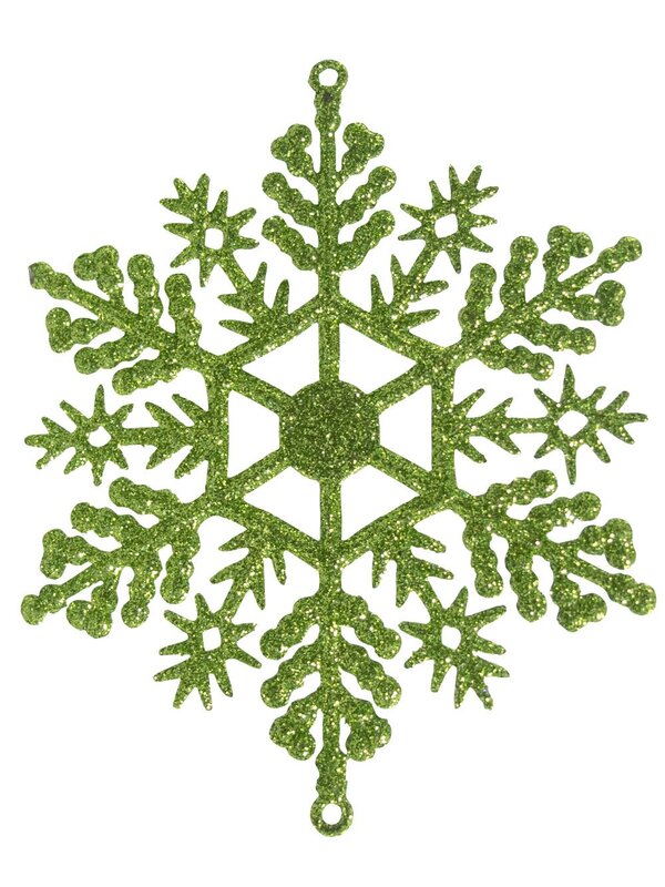 Turquoise & Lime Green Snowflake Hanging Decorations - 12 x 10cm