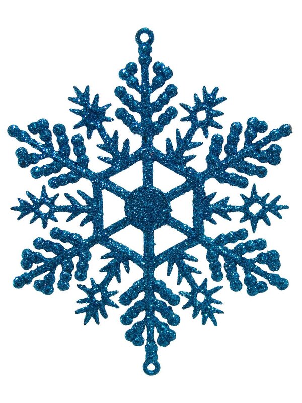 Turquoise & Lime Green Snowflake Hanging Decorations - 12 x 10cm