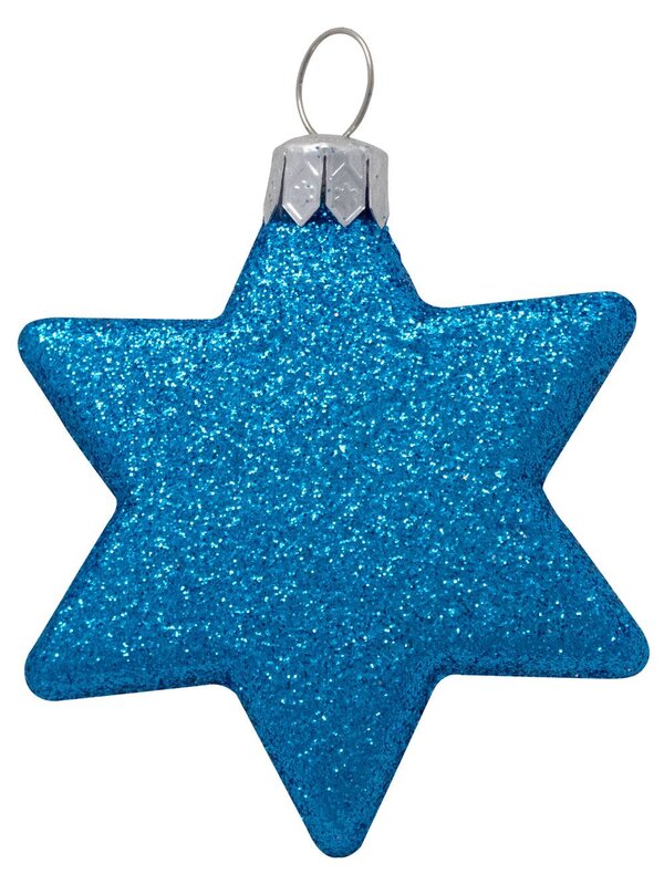Turquoise, Silver & Blue Glittered Star Decorations- 8 x 65mm — image 2