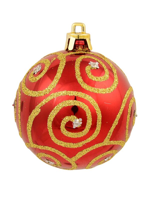 Various Red & Gold Baubles With Plain & Glittered Patterns - 9 x 60mm — image 8