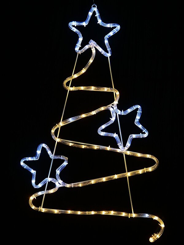 Warm & Cool White LED Christmas Tree With Stars Rope Light Silhouette - 83cm — image 2