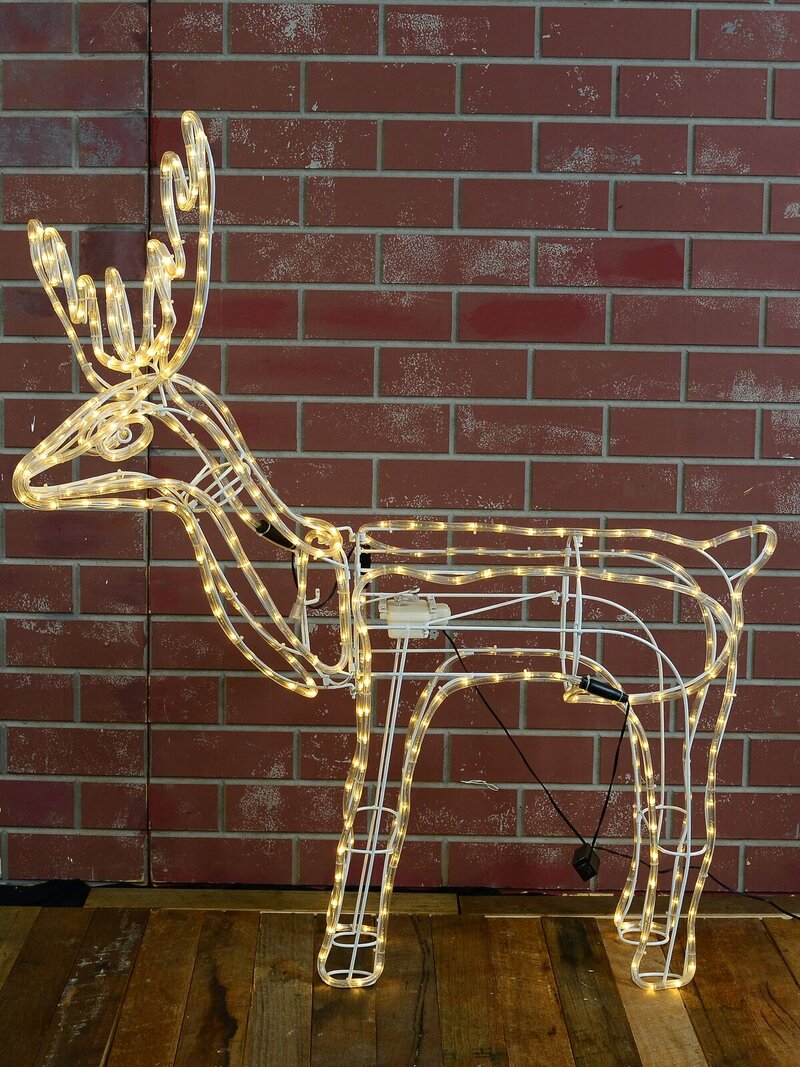 Warm White LED Large Standing Reindeer Bull 3D Rope Light Silhouette - 1.1m — image 4