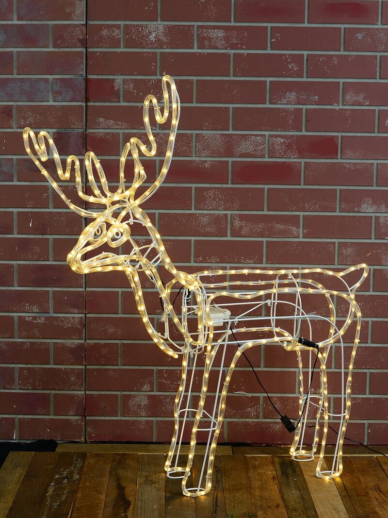 Warm White LED Large Standing Reindeer Bull 3D Rope Light Silhouette - 1.1m — image 3