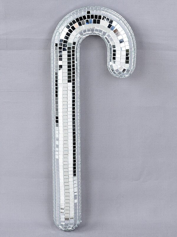 Whimsical Silver Mirror Ball Candy Cane Ornament | 26cm — image 3