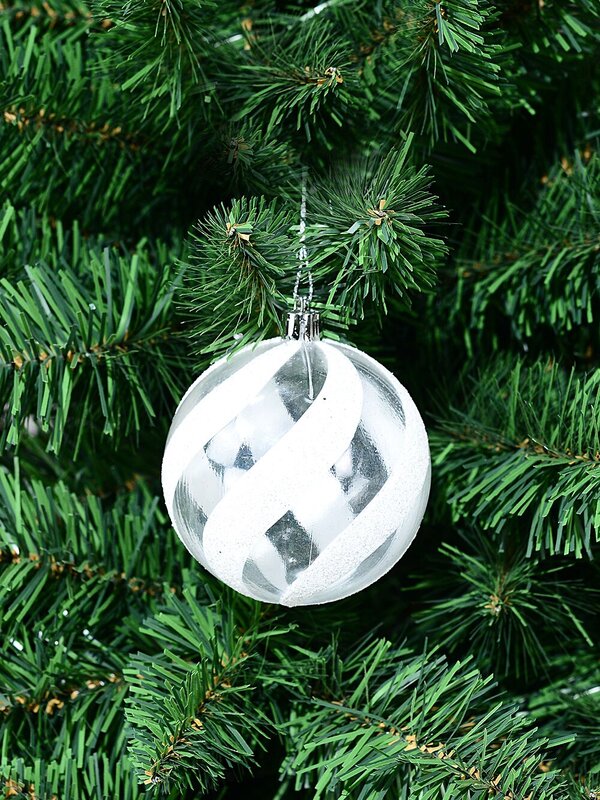 White & Clear Whimsical Glitter Candy Swirl Bauble | 80mm — image 2