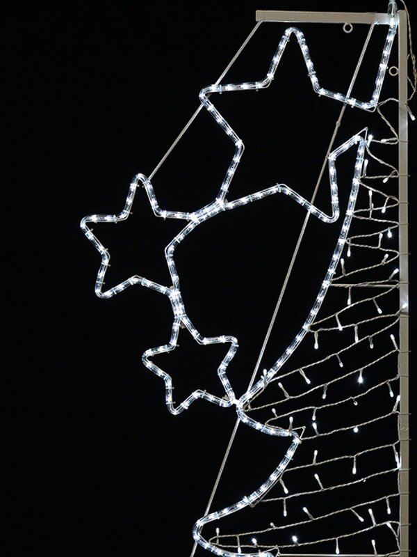 White Dual-Sided Christmas Tree Rope Light Silhouette With String Lights - 2m — image 2