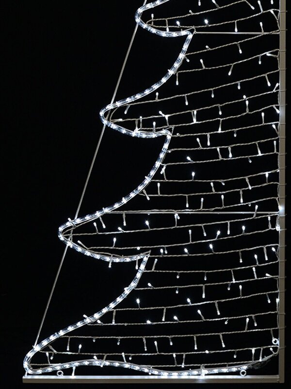 White Dual-Sided Christmas Tree Rope Light Silhouette With String Lights - 2m — image 3
